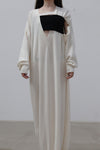 SWAYING/KNIT deconstructed v-neck dress (with corset) SW212LS09 white PS31